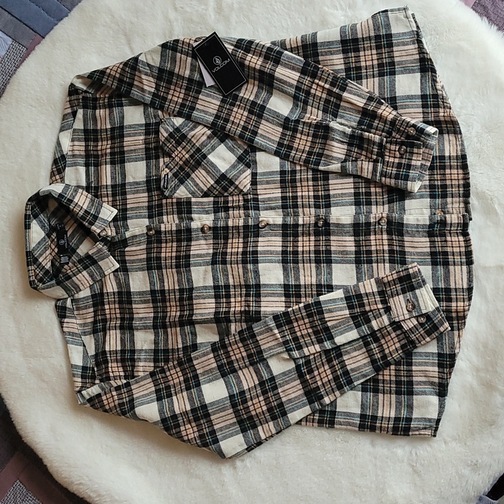 NWT Volcom Plaid To Meet Us Casual Button Down Plaid Casual Button Down